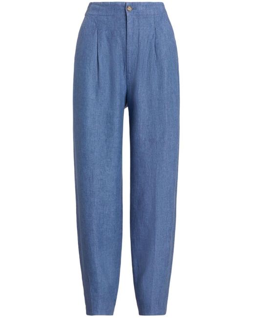 Pantaloni affusolati a vita alta di Polo Ralph Lauren in Blue