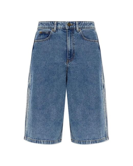 Adidas Blue Side-Stripe Denim Shorts