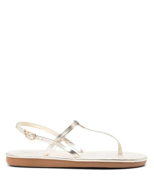 Ancient Greek Sandals White Lito Leather Thong Sandals