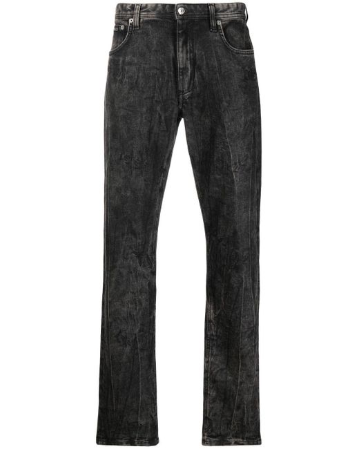 Roberto Cavalli Denim Washed-effect Straight-leg Jeans in Black for Men ...