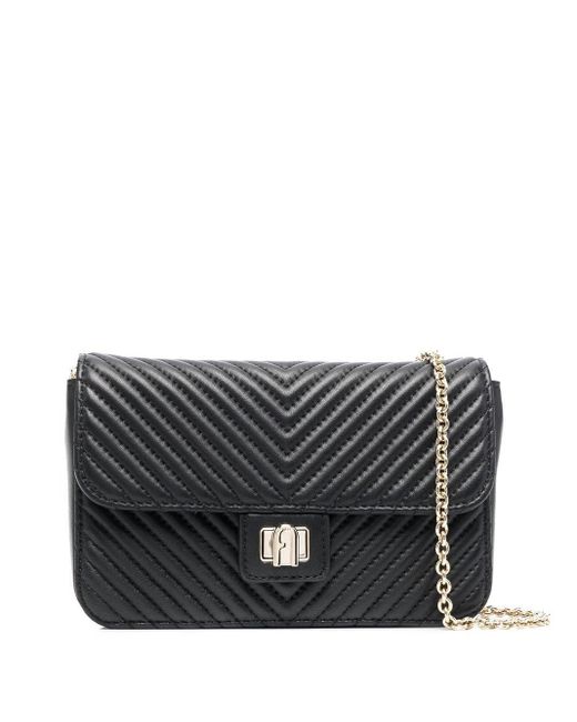 Furla Leather Chevronquilted Crossbody Bag in Black Lyst Australia