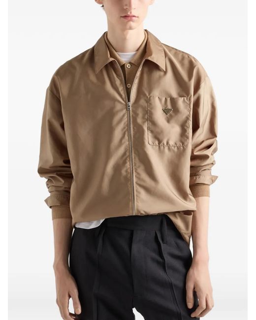 Prada Natural Re-Nylon Zipped Woven Shirt for men