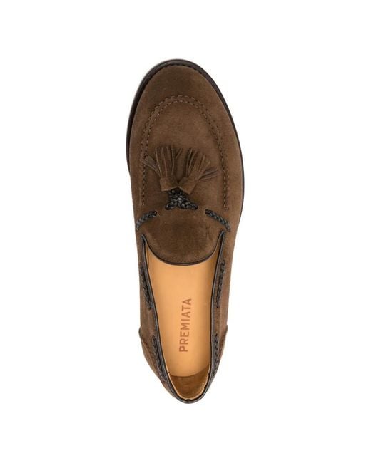 Premiata Brown Tassel Braided-Detail Loafers for men