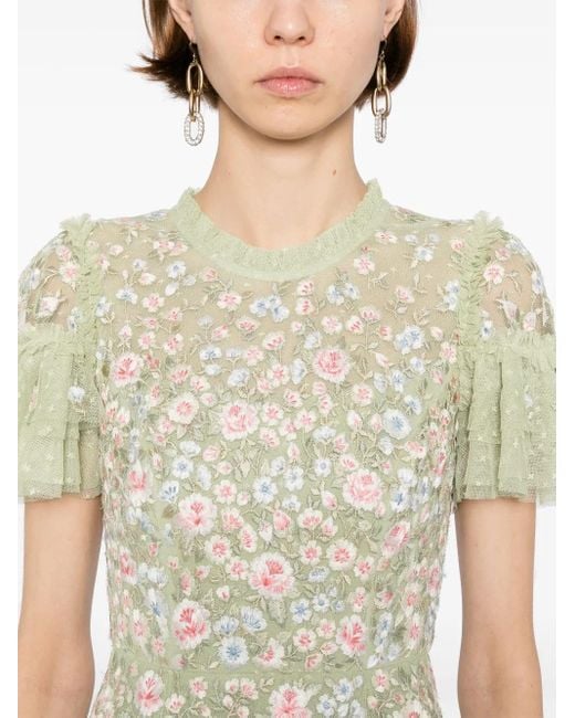 Abito Con Ricamo A Fiori di Needle & Thread in White