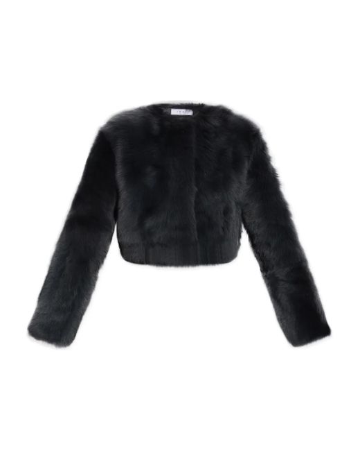 IRO Black Cropped-Jacke aus Schafsleder