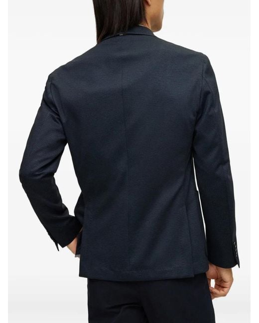 HUGO Blue Textured Single-Breasted Blazer for men