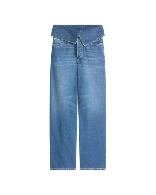 Dries Van Noten Blue Folded Denim Pants