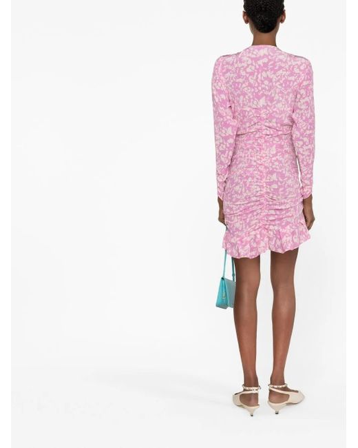 Isabel Marant Pink Floral Ruched Minidress