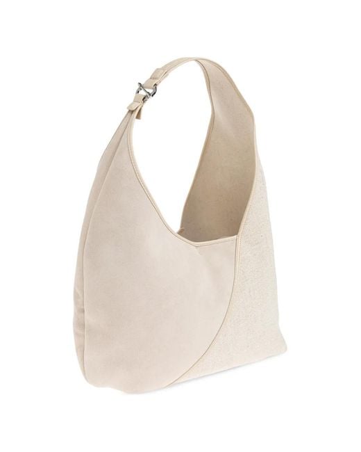 Samsøe & Samsøe White Sakaia Panelled Leather-Trim Shoulder Bag