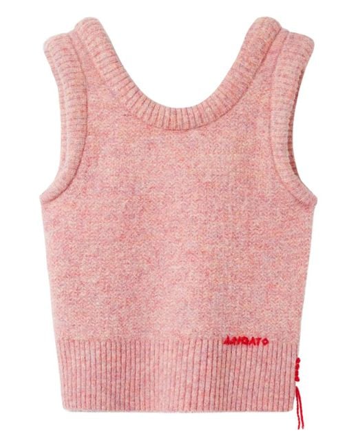 Axel Arigato Pink Anna Ribbed-Hem Cropped Sleeveless Vest