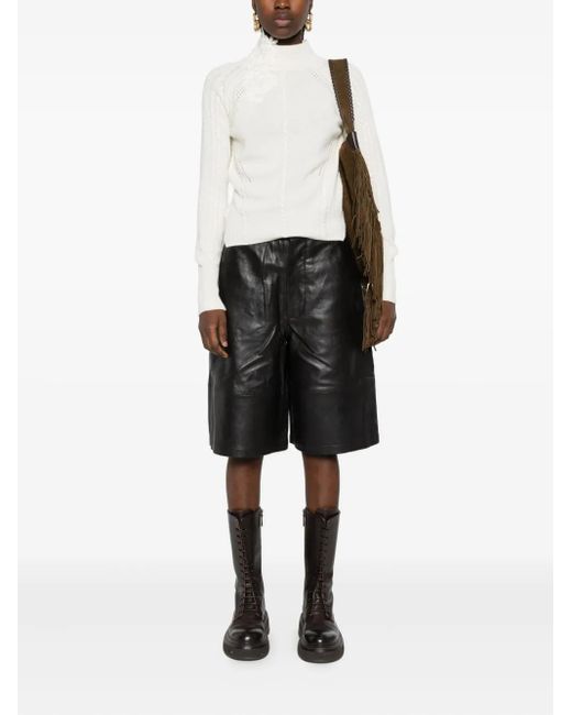 Ermanno Scervino White Lace-Insert Cable-Knit Sweater