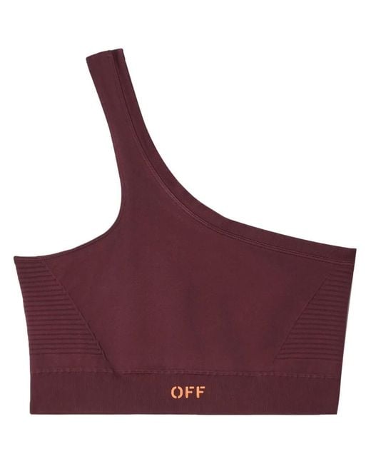Off-White c/o Virgil Abloh Purple Off Stamp One-Shoulder Sports Bra