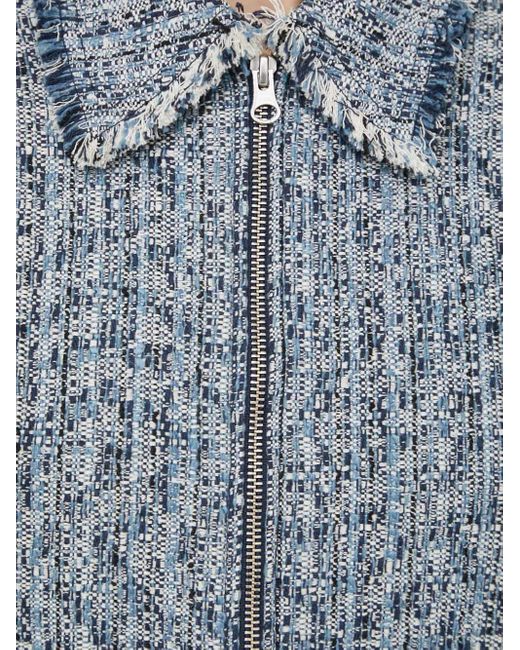 Samsøe & Samsøe Blue Tweed-Effect Zip-Up Jacket