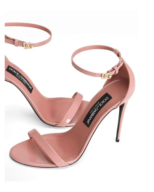 Dolce & Gabbana Pink Polished Calfskin Sandals
