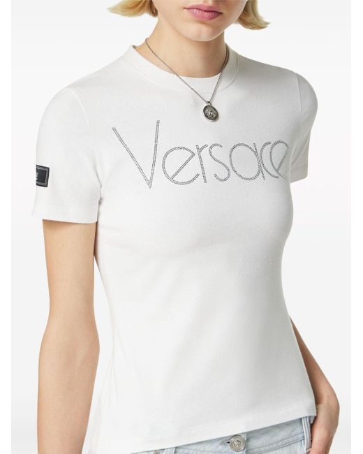 Versace Crystal 1978 T-shirt Met Logo in het White