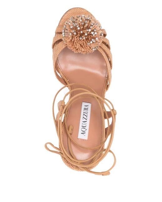 Aquazzura Pink 110Mm Movida Crystal-Embellished Pom-Pom Sandals