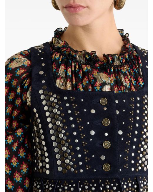 Etro Black Studded Leather Vest