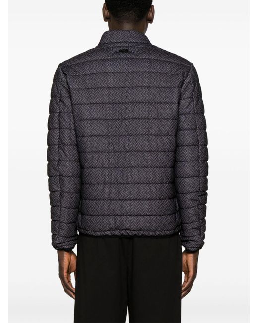 Emporio Armani Black Geometric-print Quilted Jacket for men