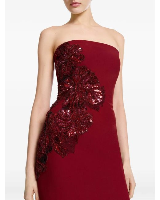Elie Saab Red Strapless Maxi Dress