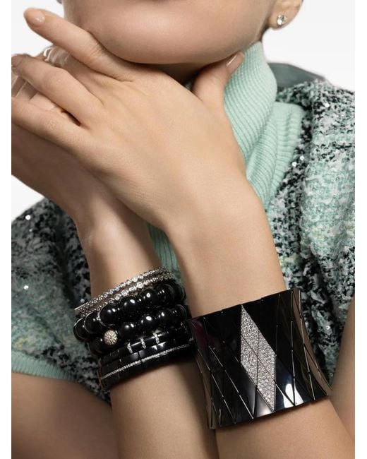 ’ROBERTO DEMEGLIO Black Large Diva Diamond Stretch Bracelet