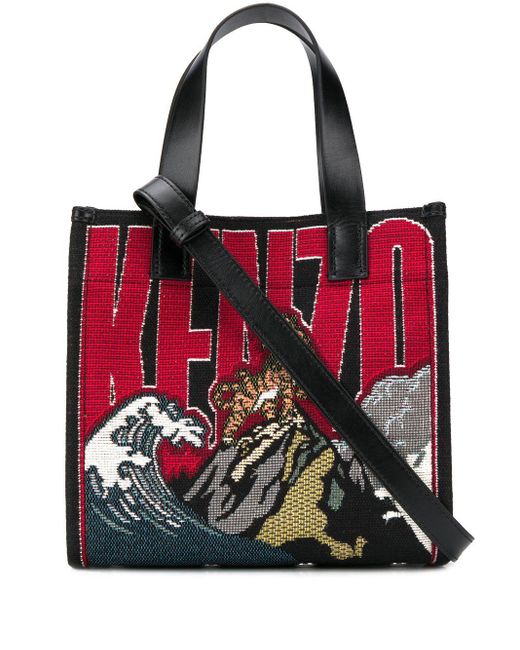 KENZO Red Jungle Tiger Mountain Tote Bag