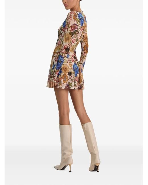 Alice + Olivia White Delora Floral-Print Mini Dress