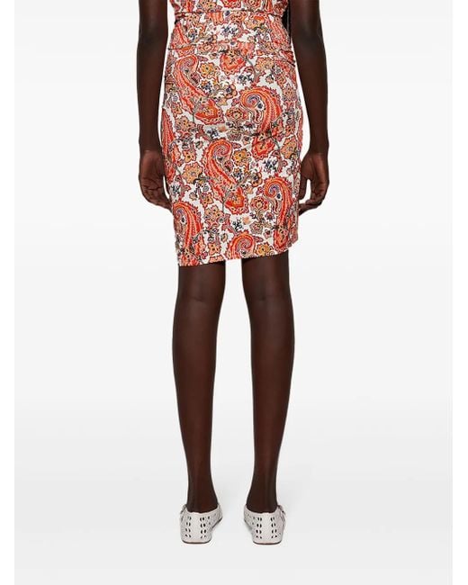 Rabanne Jupe Gathered-Detail Paisley-Print Skirt