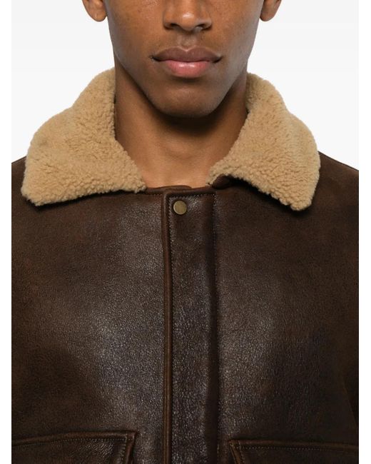 Salvatore Santoro Brown Shearling-Collar Jacket for men
