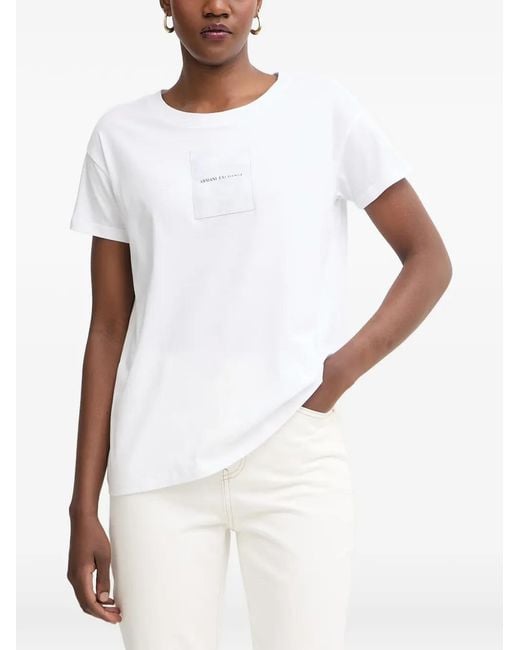 ARMANI EXCHANGE White Logo-Patch T-Shirt