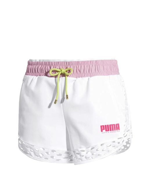 PUMA White X Sophia Webster Perforated Track Shorts