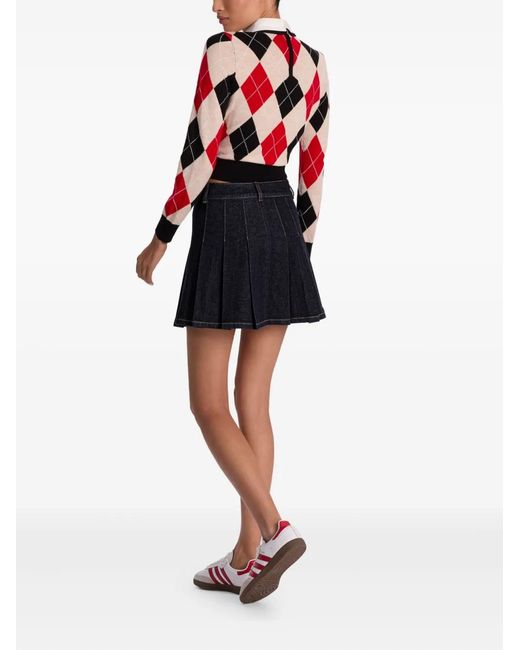 Alice + Olivia Blue Suzie Pleated Denim Mini Skirt