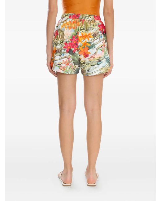 Lygia & Nanny White Cannes Floral-Print Drawstring Shorts