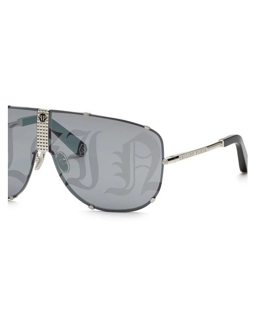 Philipp Plein Gray Stud Pilot-Frame Sunglasses