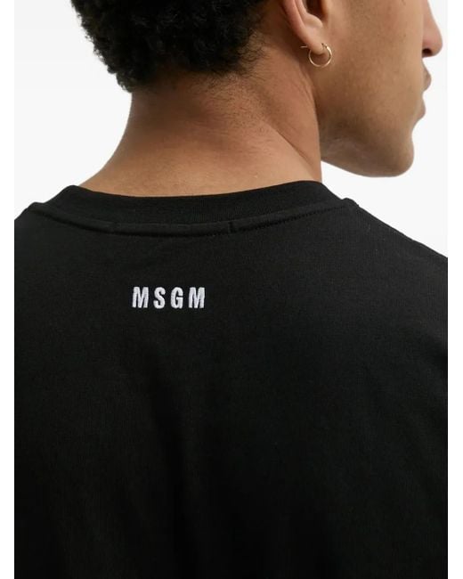 MSGM Black Graphic-Print T-Shirt for men