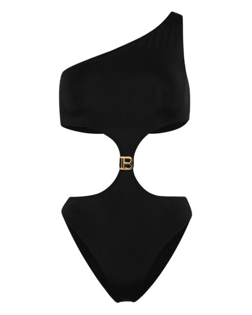 Balmain Black Cut-Out-Badeanzug mit B-Logo