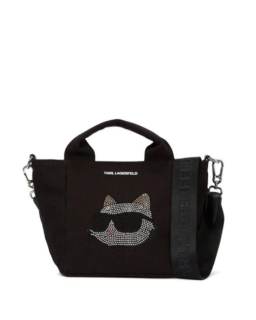 Karl Lagerfeld Black Ikon Rhinestone-Embellished Tote Bag