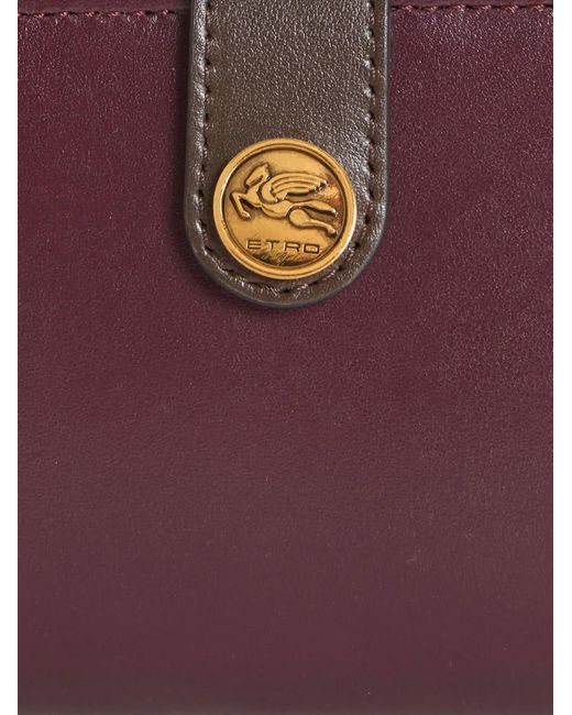 Etro Purple Pegasus-Button Leather Wallet