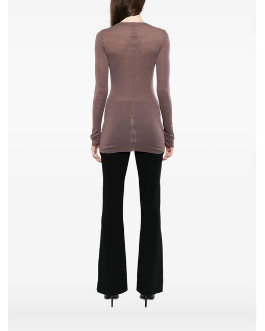 Rick Owens Brown Ribbed Long-Sleeves T-Shirt