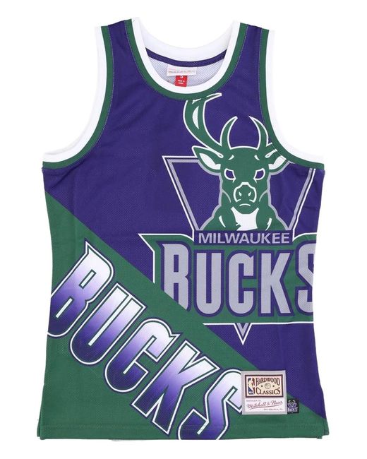 Mitchell & Ness Blue Big Face Nba Milwaukee Bucks Tank Top for men