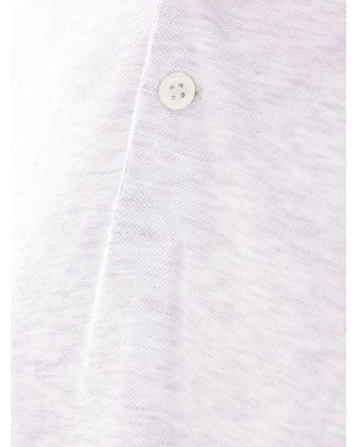 Brunello Cucinelli White Logo-Print Polo Shirt for men