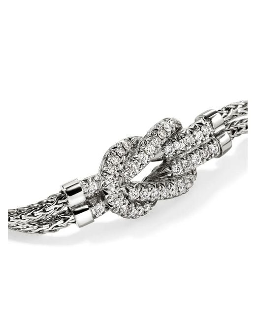 John Hardy White Sterling Love Knot Diamond Bracelet