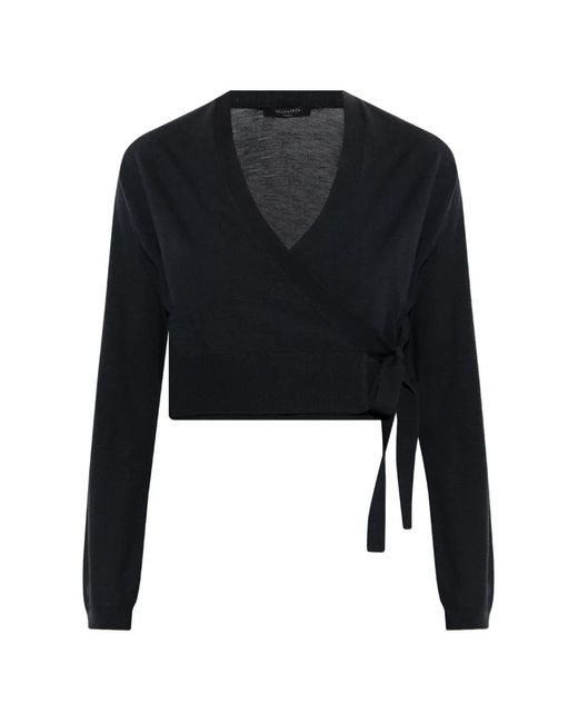 AllSaints Black Lucille Pleated Asymmetric Dress