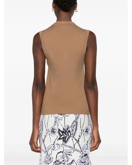 Prada Women's Brown Triangle-Logo Cotton Vest