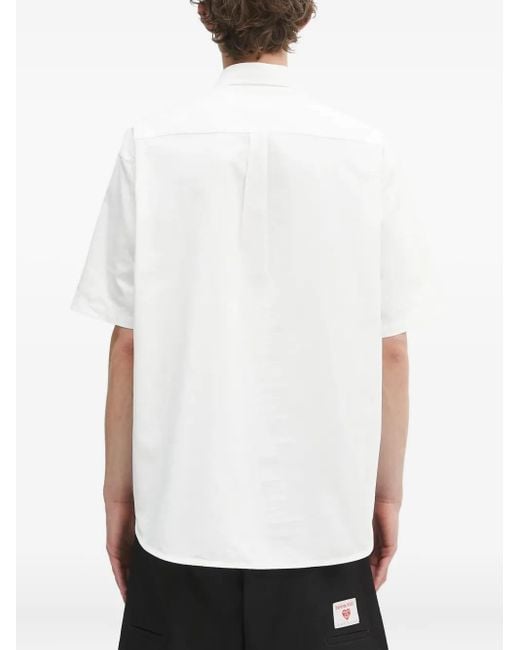A Bathing Ape White One Point Embroidered Short-Sleeve Shirt for men