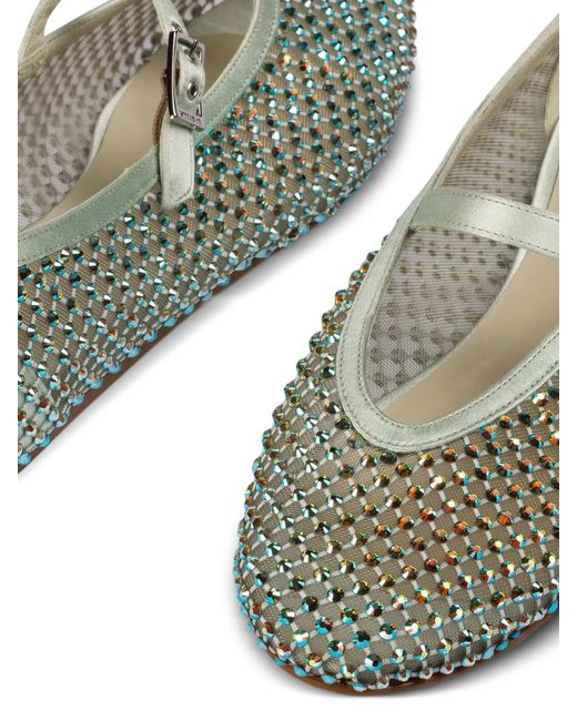 Le Silla Green Gilda Crystal-Embellished Ballerina Shoes
