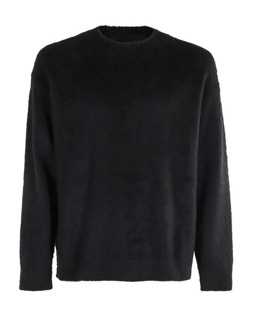 Roberto Collina Black Brushed Crew-Neck Sweater for men