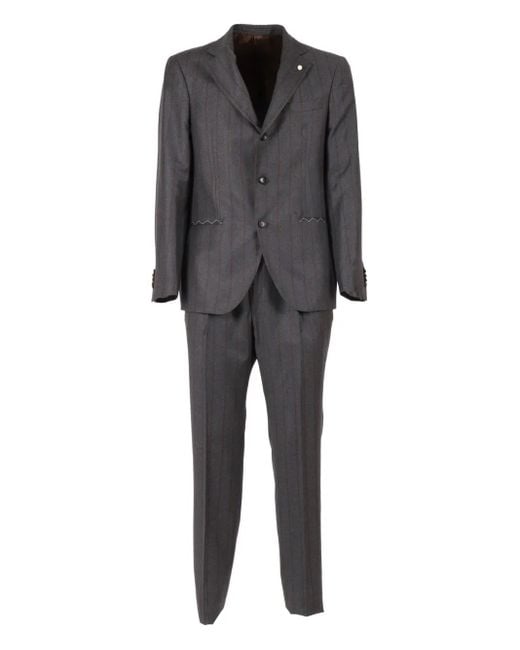 Luigi Bianchi Gray Pinstripe Wool Suit for men