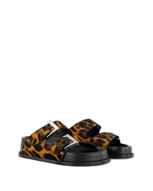 Paris Texas Brown Leopard-Print Flat Sandals