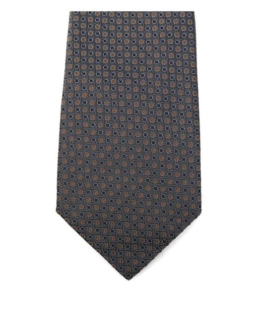 Canali White Patterned Silk Tie for men