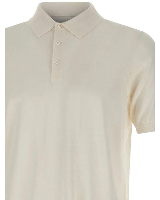 Kangra White Ribbed Polo Shirt for men